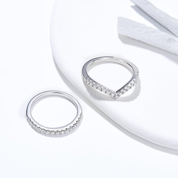 Wedding Band,925 Sterling Silver  Engagement Rings for Women - Picture 8 of 9